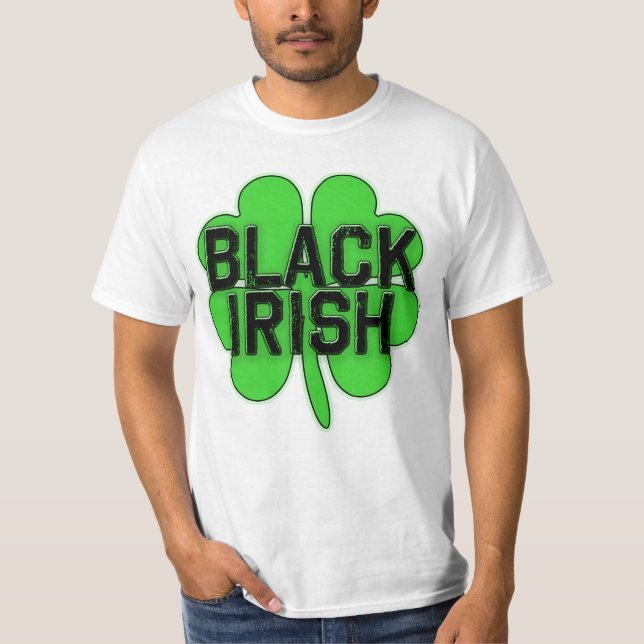 Camiseta Irlandés del negro con el trébol grande para el (Anverso)