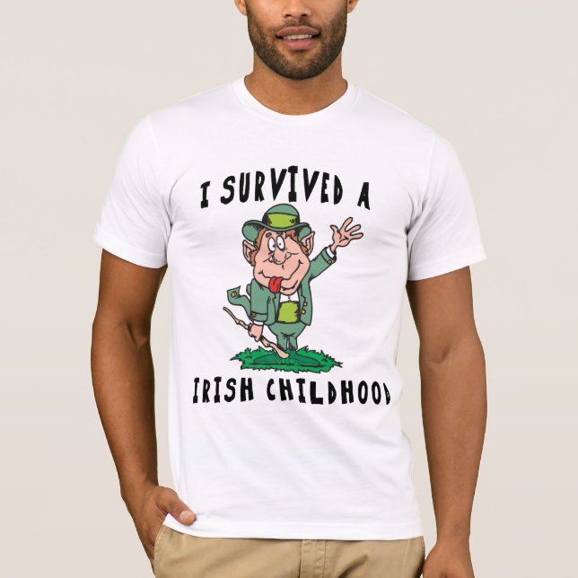 Camiseta Irlandés divertido - sobreviví una niñez irlandesa (Anverso)