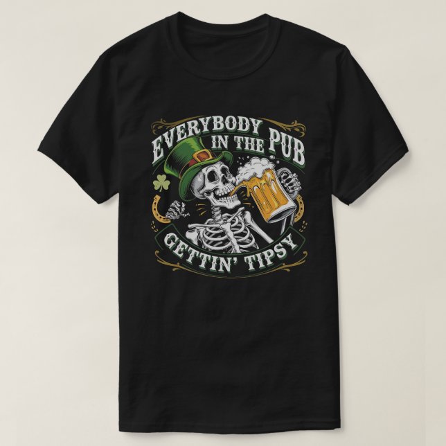 Camiseta Irlandés gracioso Tee St Patrick's Day Skeleton (Diseño del anverso)