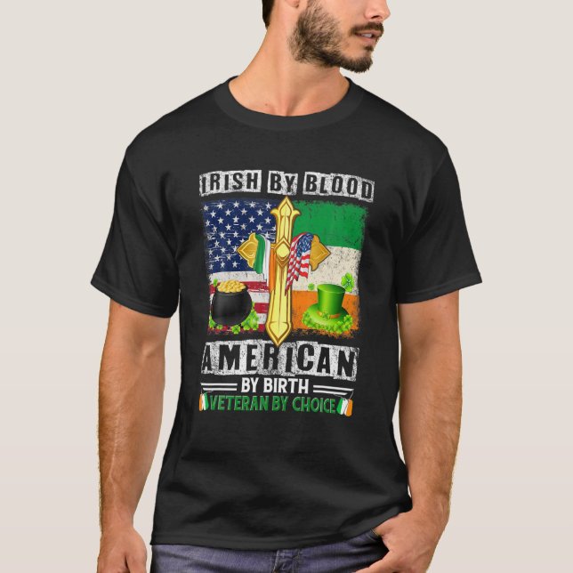 Camiseta Irlandés Por Blood American Por Nacimiento Veteran (Anverso)