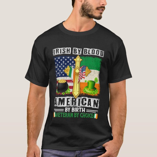 Camiseta Irlandés Por Blood American Por Nacimiento Veteran (Anverso)