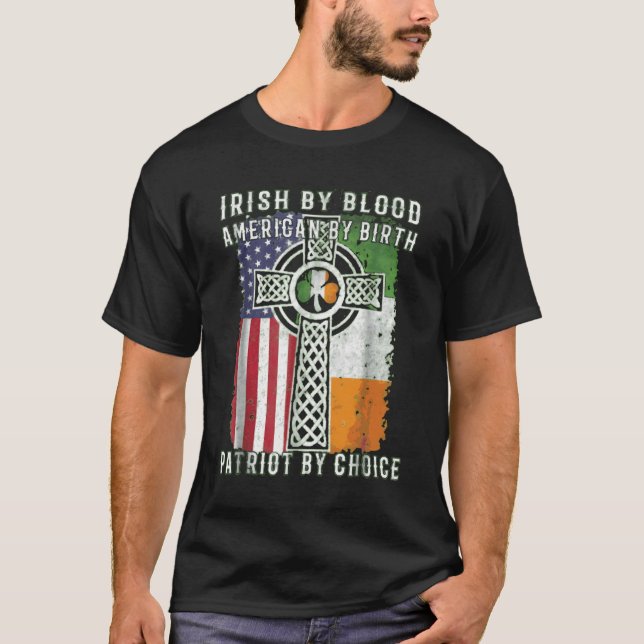 Camiseta Irlandés Por Estadounidense De Sangre Por Nacimien (Anverso)