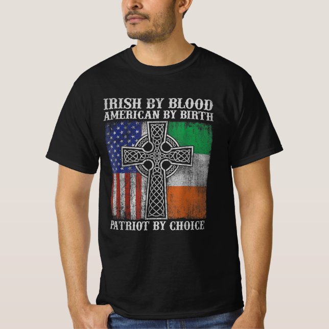 Camiseta Irlandés Por Estadounidense De Sangre Por Nacimien (Anverso)