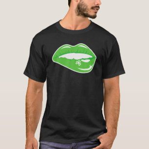 Camiseta Irlandés Shamrock Biting Lips Funny St Patrick's D