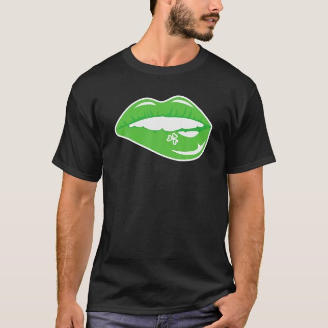 Camiseta Irlandés Shamrock Biting Lips Funny St Patrick's D (Anverso)