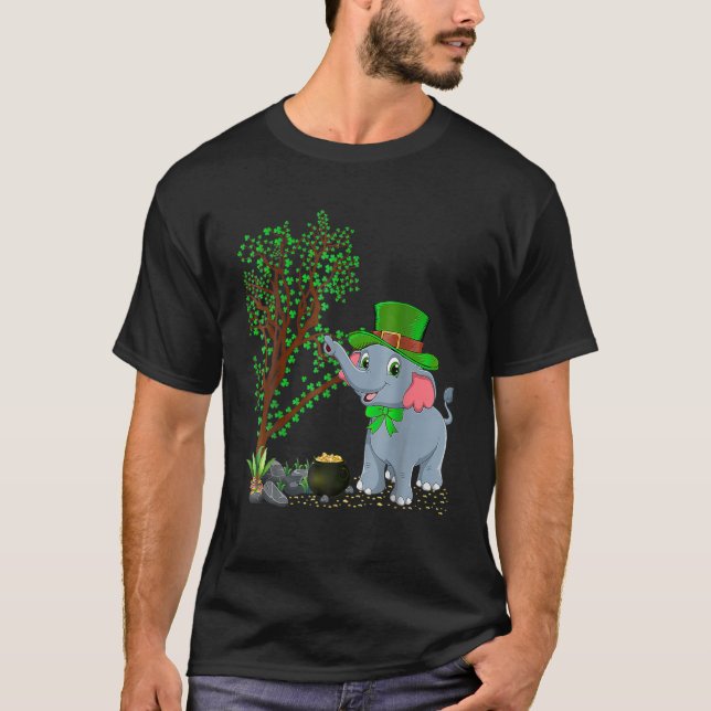 Camiseta Irlandés Shamrock Leprechaun Gorra Elephant St. Pa (Anverso)