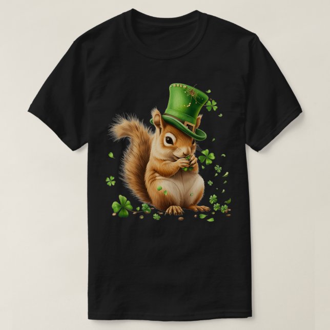 Camiseta Irlandés St Patricks Day Squirrel Irish Clovers Sq (Diseño del anverso)