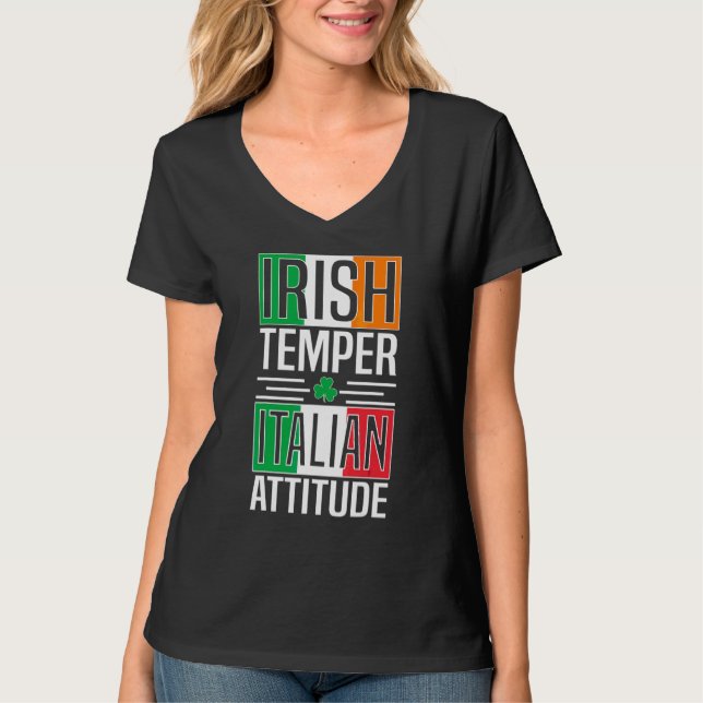 Camiseta Irlandés Temper Actitud Italiana St Patrics Day Ir (Anverso)