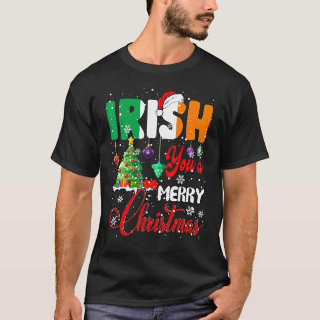 Camiseta Irlandés You A Merry Christmas Santa Irish Flag (Anverso)