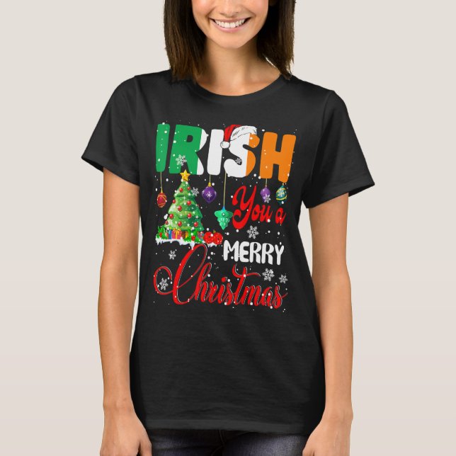 Camiseta Irlandés You A Merry Christmas Santa Irish Flag (Anverso)