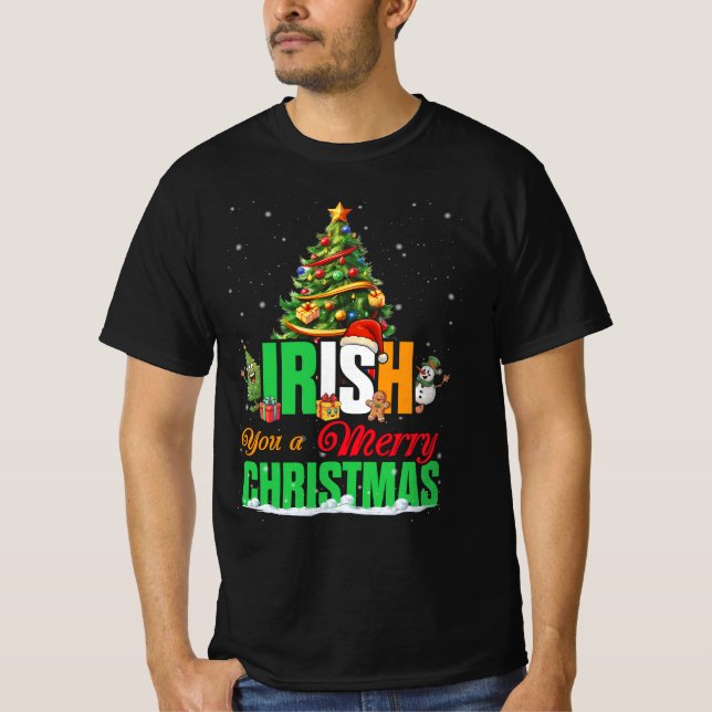 Camiseta Irlandés You A Merry Christmas Santa Irish Flag (Anverso)