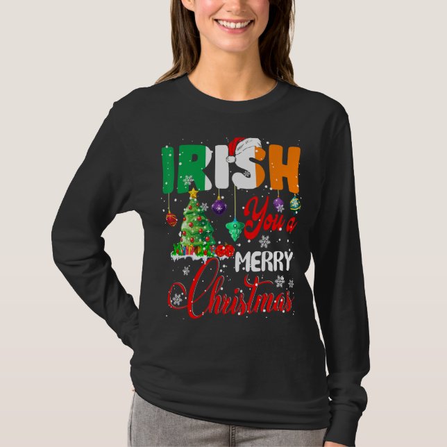 Camiseta Irlandés You A Merry Christmas Santa Irish Flag (Anverso)
