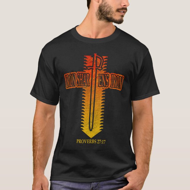 Camiseta Iron Sharpens Iron Christian Phi Rho Design (Anverso)
