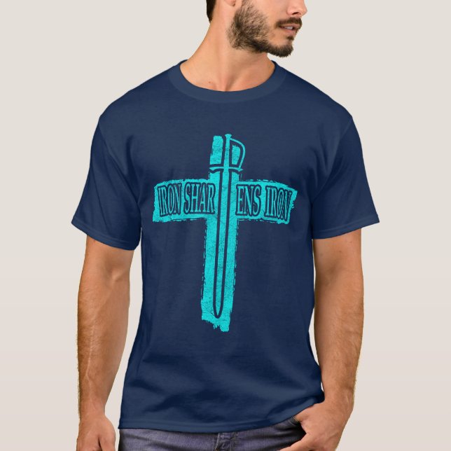 Camiseta Iron Sharpens Iron Christian Phi Rho Design (Anverso)