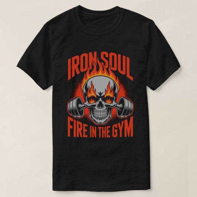 Camiseta Iron Soul Skull Fitness Motivation Tee (Diseño del anverso)