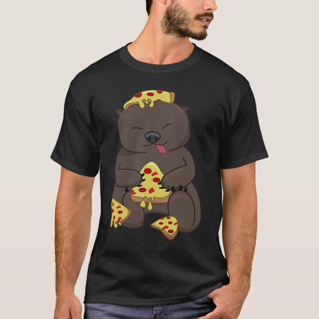 Camiseta Irónico Wombat Comer Pizza Cute Rodent (Anverso)