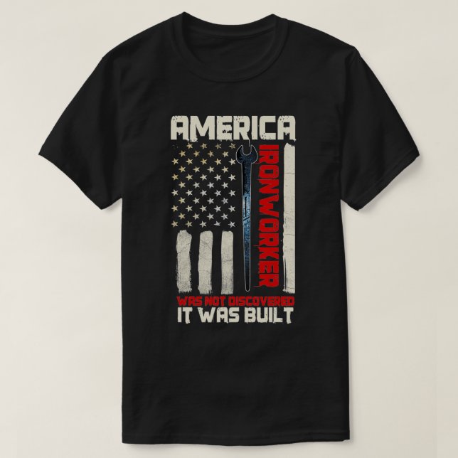 Camiseta Ironworker Rodbuster Patriota Bandera Estadouniden (Diseño del anverso)