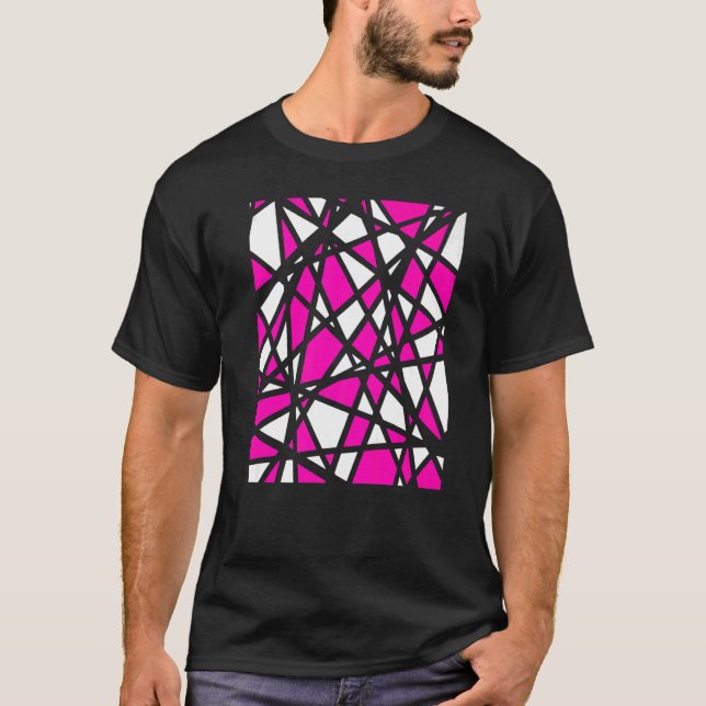 Camiseta Irregular White Shapes With Pink Accents Abstract (Anverso)