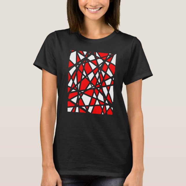 Camiseta Irregular White Shapes With Red Accents Abstract (Anverso)