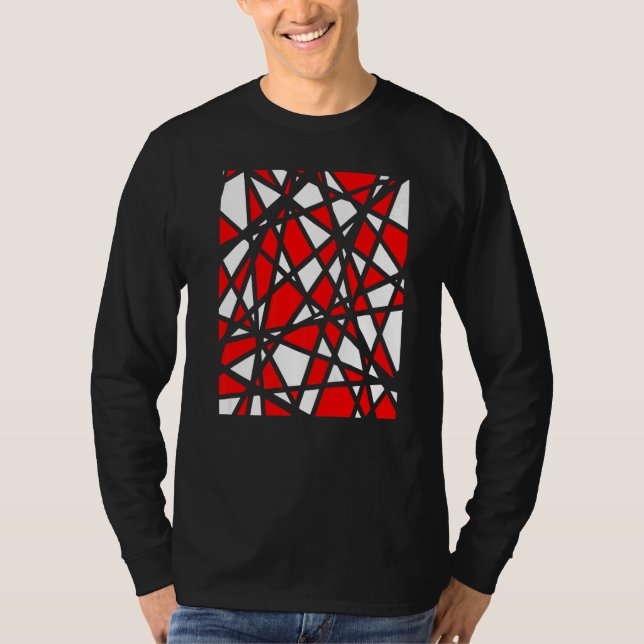 Camiseta Irregular White Shapes With Red Accents Abstract (Anverso)