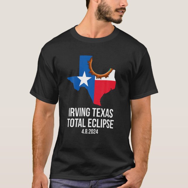 Camiseta Irving Texas Total Eclipse 2024 TX Estado Esquema  (Anverso)