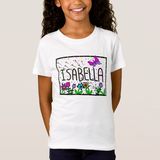 Camiseta Isabella Chica Nombre, Arte Whimsical Baby Bodysui (Anverso)