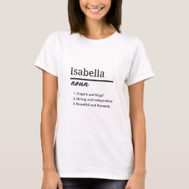 Camiseta Isabella, definición de nombre Chica personalizado