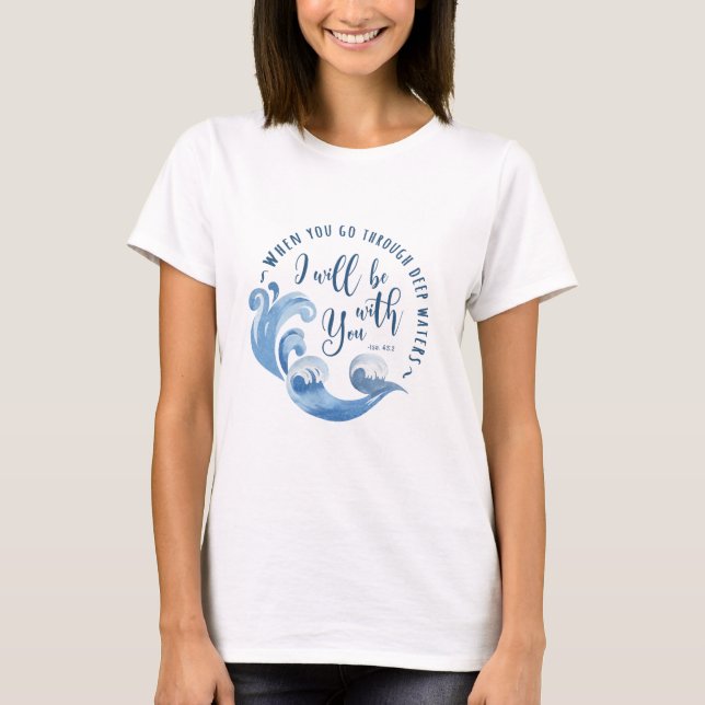 Camiseta Isaiah 43:2 Olas oceánicas (Anverso)