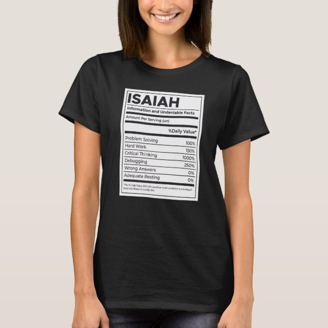 Camiseta Isaiah Nutrition Information Problement Soluciona  (Anverso)