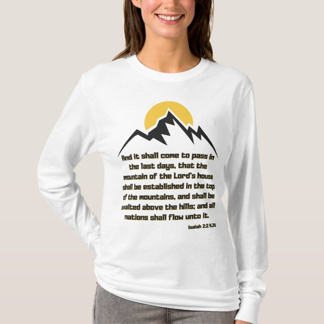 Camiseta Isaías 2:2 Escritura Biblia Cita KJV Mujeres (Anverso)