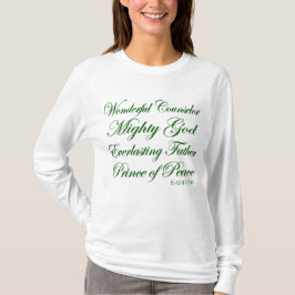 Camiseta Isaías 9:6 Navidades cristianos Escritura larga