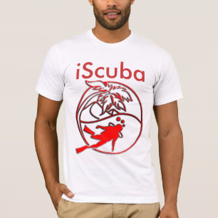 Camiseta iScuba - Círculo Rojo con Palm y Buceador Scuba