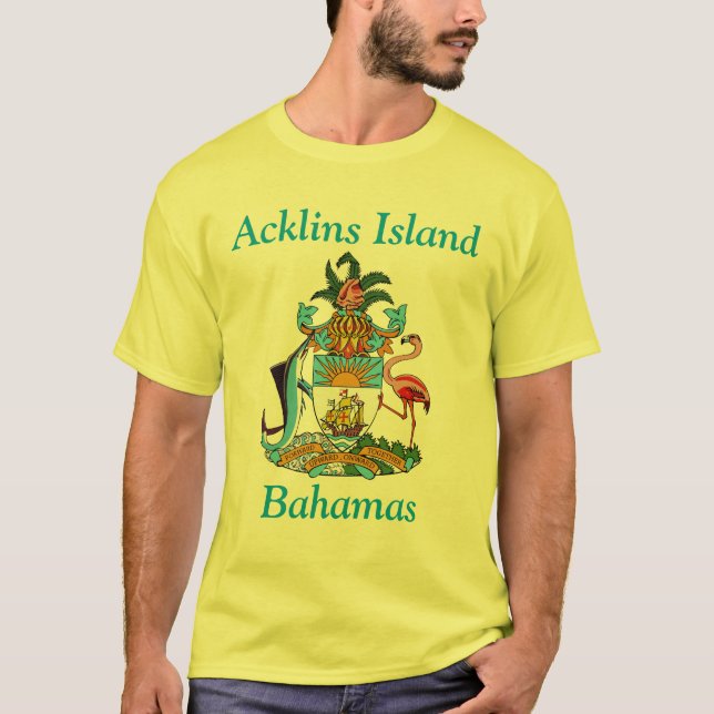 Camiseta Isla Acklins, Bahamas con escudo de armas (Anverso)