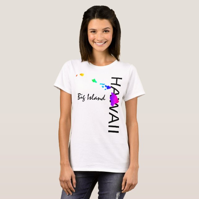 CAMISETA ISLA BIG - ISLAS HAWAII NEON RAINBOW (Anverso completo)