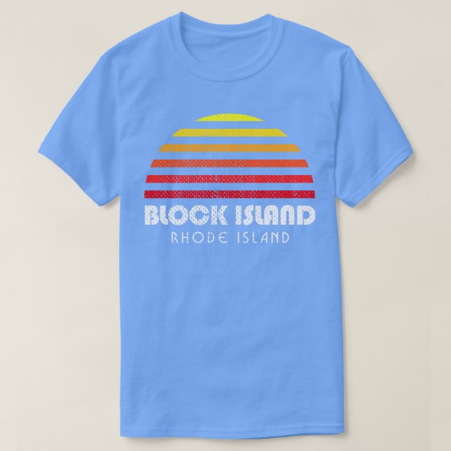 Camiseta Isla Block Rhode Island Nueva Inglaterra Retro Sun (Diseño del anverso)