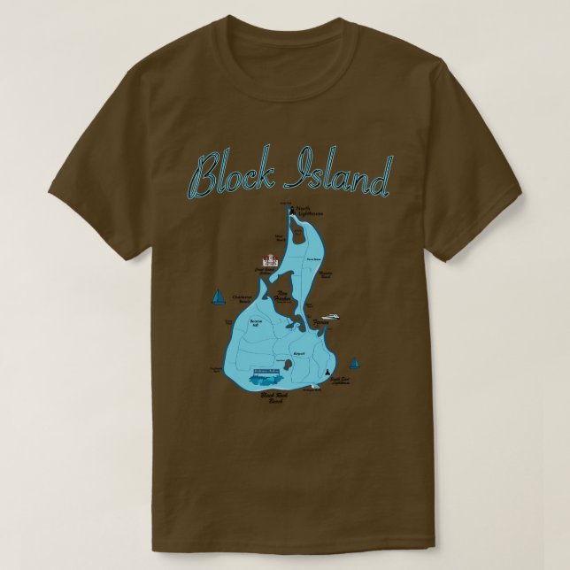 Camiseta Isla Bloque Mapa Isla Rhode (Diseño del anverso)