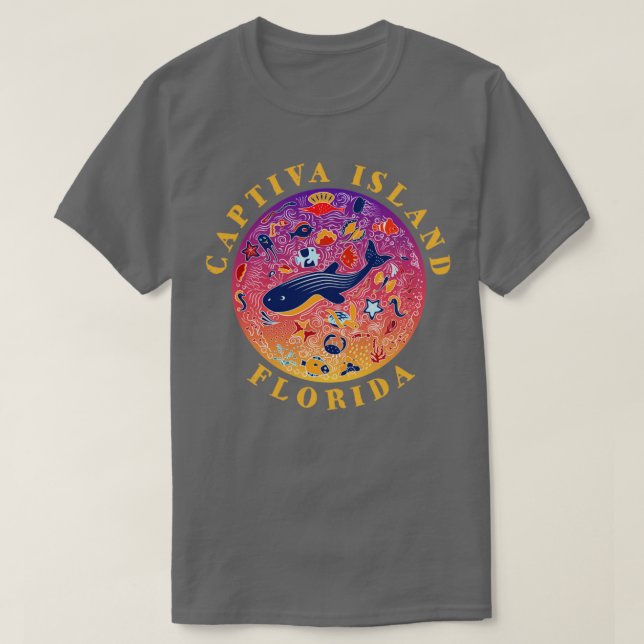 Camiseta Isla Captiva Florida Recorte Sea Life Souvenir (Diseño del anverso)