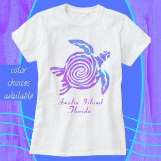 Camiseta Isla de Amelia Florida Colorida tortuga marina