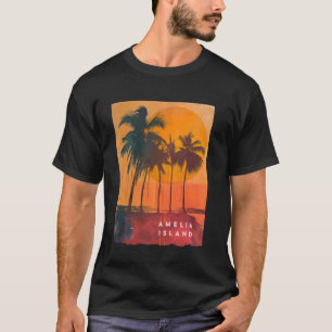 Camiseta Isla de Amelia Florida FL Playa Vacaciones Palmera