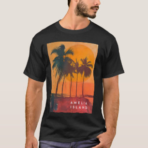 Camiseta Isla de Amelia Florida FL Playa Vacaciones Palmera