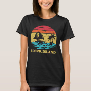 Camiseta Isla de Bloques Navegar Vintage Palm Tree Sailboat