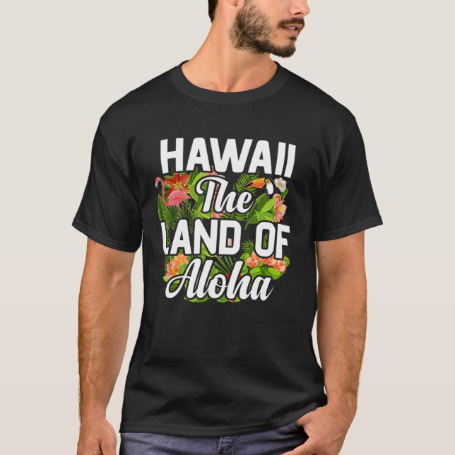 Camiseta Isla de Hawái con olas de sol y palmeras (Anverso)