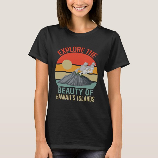 Camiseta Isla de Hawái con olas de sol y palmeras 5 (Anverso)