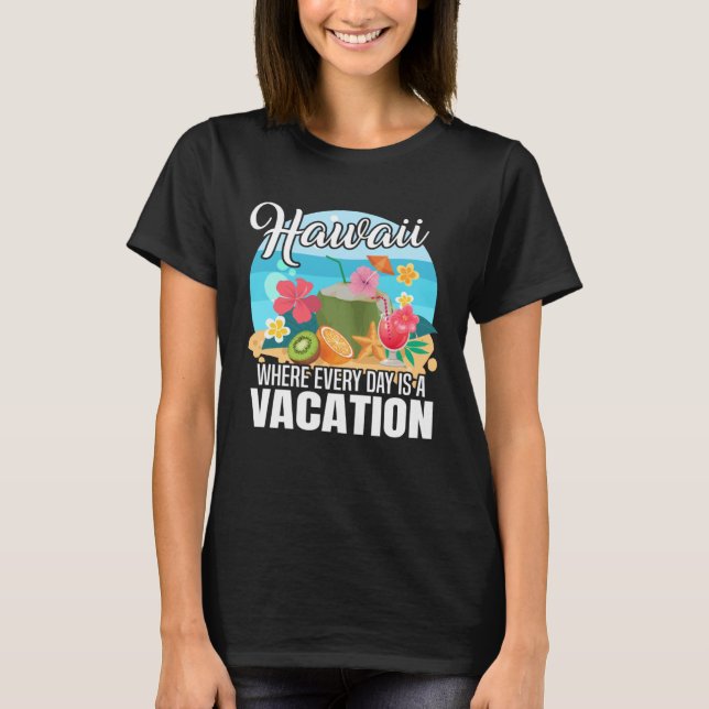 Camiseta Isla de Hawái con olas de sol y palmeras 9 (Anverso)