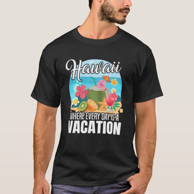 Camiseta Isla de Hawái con olas de sol y palmeras 9 (Anverso)