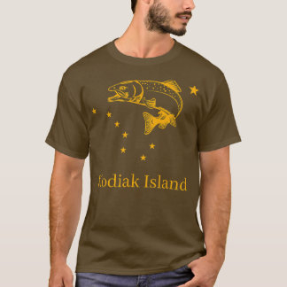 Camiseta Isla de Kodiak Pescador de la bandera del estado d