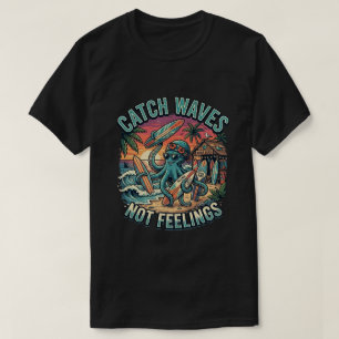 Camiseta Isla de la Playa del Pulpo Genial Atrapa Olas Vera