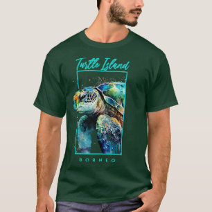 Camiseta Isla de la Tortuga Borneo Watercolor Sea Turtle Po