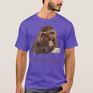 Camiseta Isla de las Orcas Mujeres El Oso Grizzly Marrón En