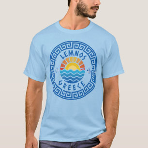 Camiseta Isla de Lemnos, Grecia - Hombres Azules Ligeros
